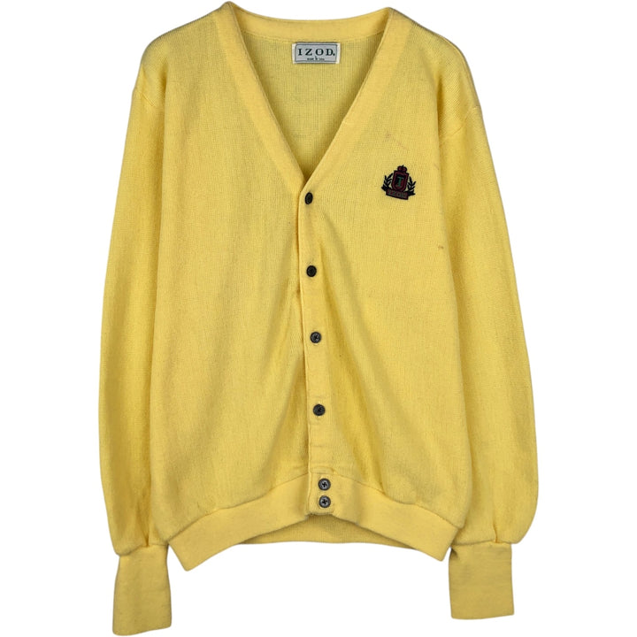 90'S IZOD acrylic knit cardigan, made in the USA, men's size L, vintage acrylic lemon yellow Vintage Second Hand