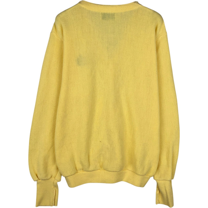 90'S IZOD acrylic knit cardigan, made in the USA, men's size L, vintage acrylic lemon yellow Vintage Second Hand