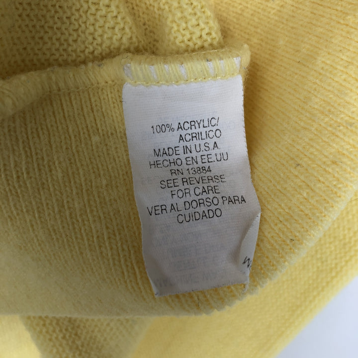 90'S IZOD acrylic knit cardigan, made in the USA, men's size L, vintage acrylic lemon yellow Vintage Second Hand