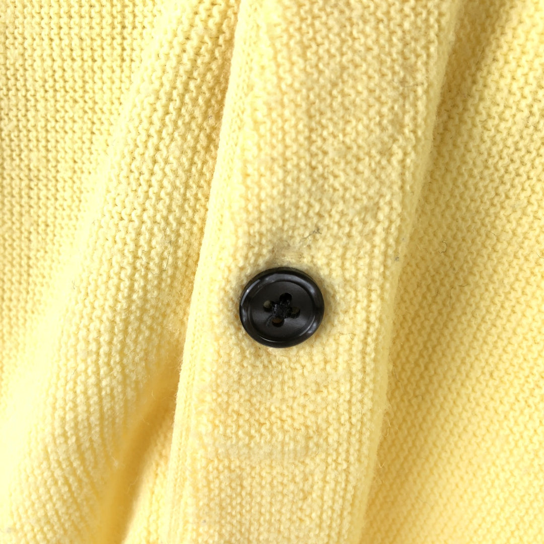 90'S IZOD acrylic knit cardigan, made in the USA, men's size L, vintage acrylic lemon yellow Vintage Second Hand