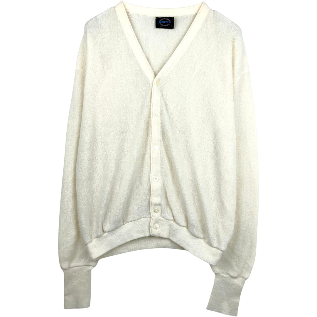 Vintage 1980'S Jantzen knit cardigan, made in the USA, men's size XL unclear pale white type Vintage Second Hand