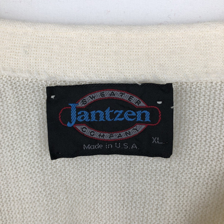 Vintage 1980'S Jantzen knit cardigan, made in the USA, men's size XL unclear pale white type Vintage Second Hand