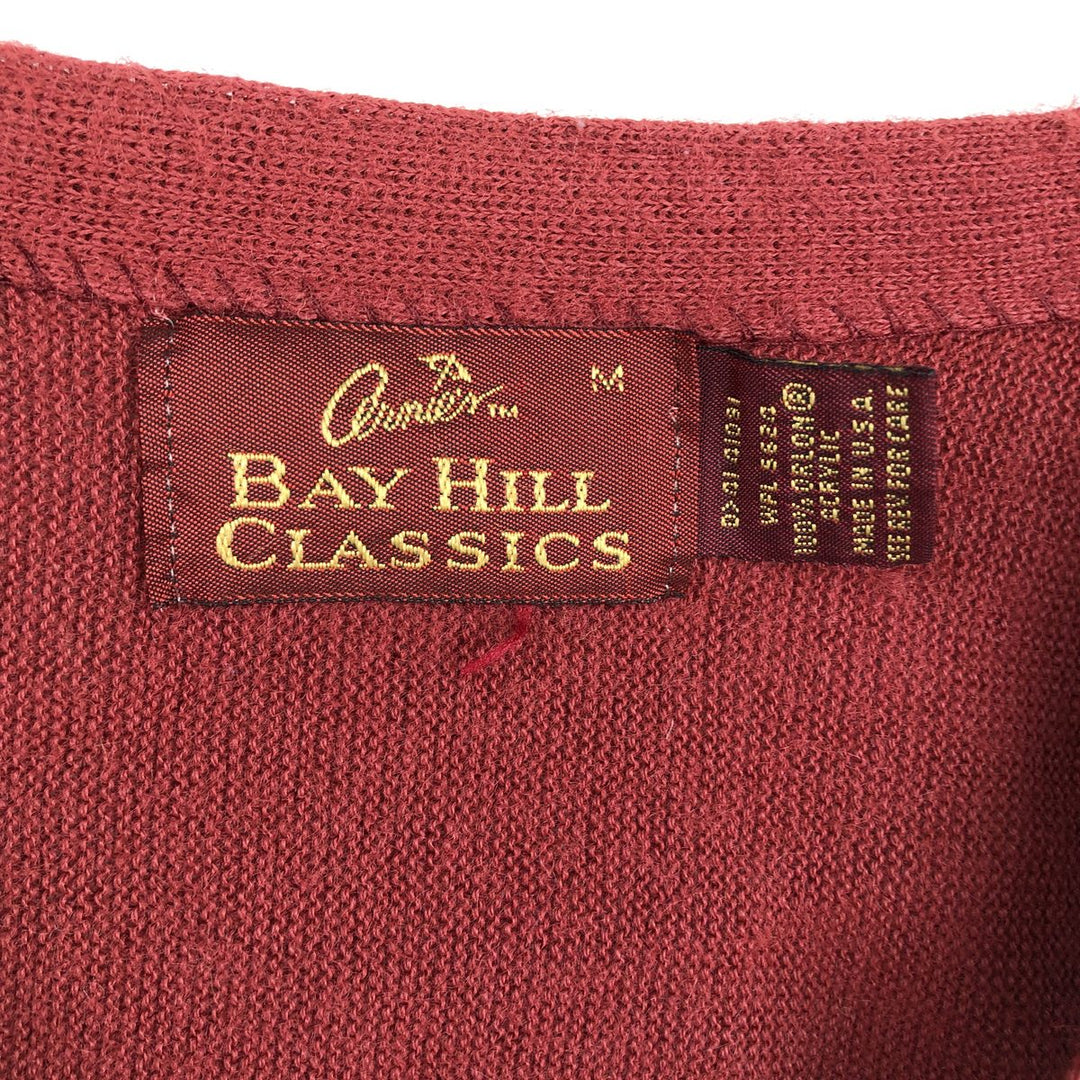 Vintage 90'S Bay Hill Classics acrylic knit cardigan, made in the USA, size M, men's. Oron Acrylic red type Vintage Second Hand