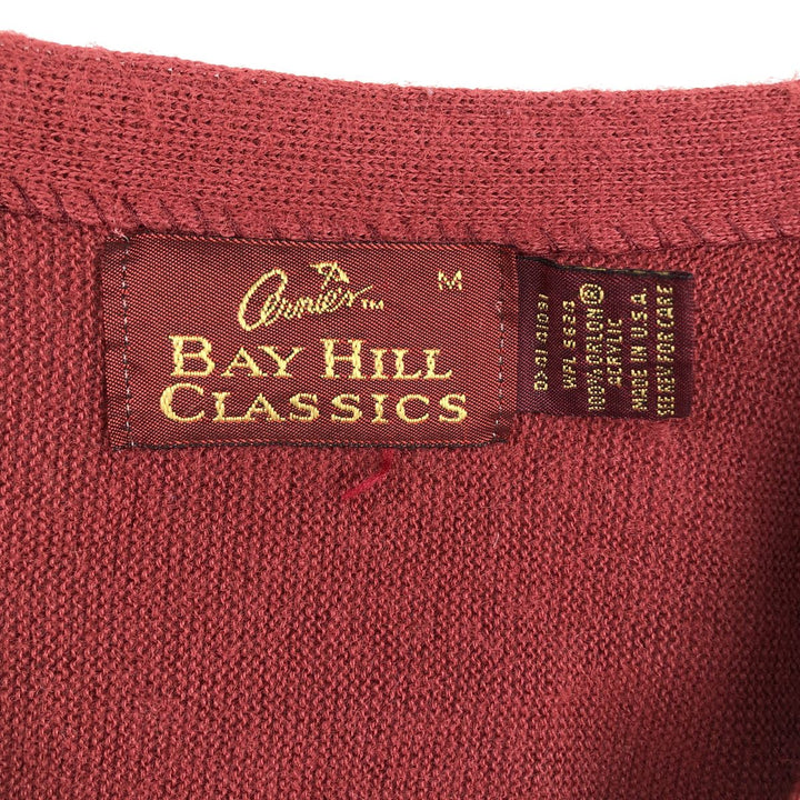 Vintage 90'S Bay Hill Classics acrylic knit cardigan, made in the USA, size M, men's. Oron Acrylic red type Vintage Second Hand