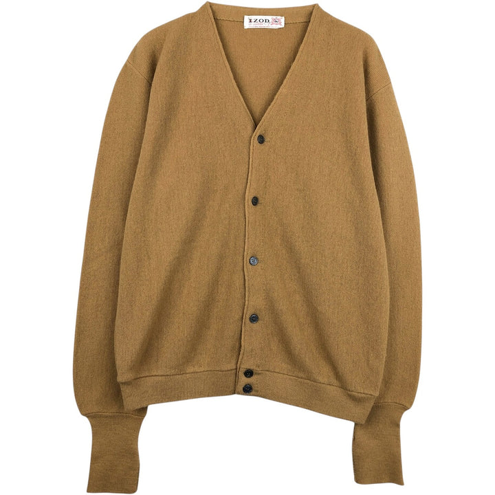 1960s-1970'S Lacoste IZOD Acrylic Knit Cardigan, Men's Size M (approx.), Vintage Oron Acrylic brown type Vintage Second Hand