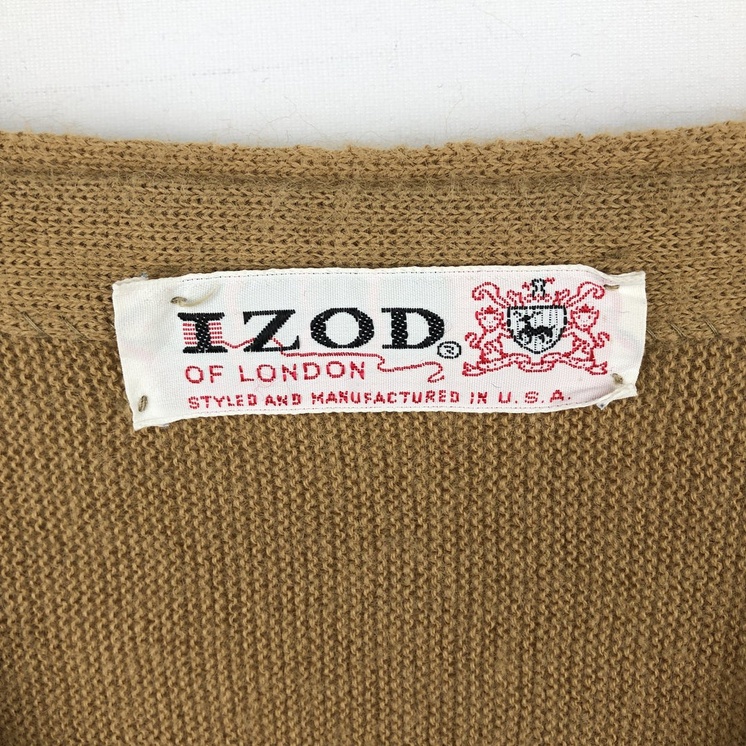 1960s-1970'S Lacoste IZOD Acrylic Knit Cardigan, Men's Size M (approx.), Vintage Oron Acrylic brown type Vintage Second Hand