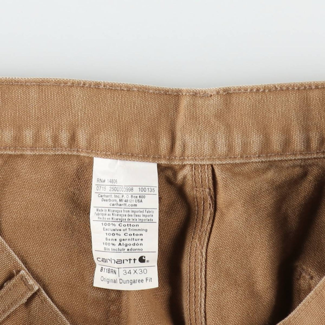 Carhartt Original Dungaree Fit Duck Painter Pants, Men's, Size 34 cotton beige type brown Vintage Second Hand