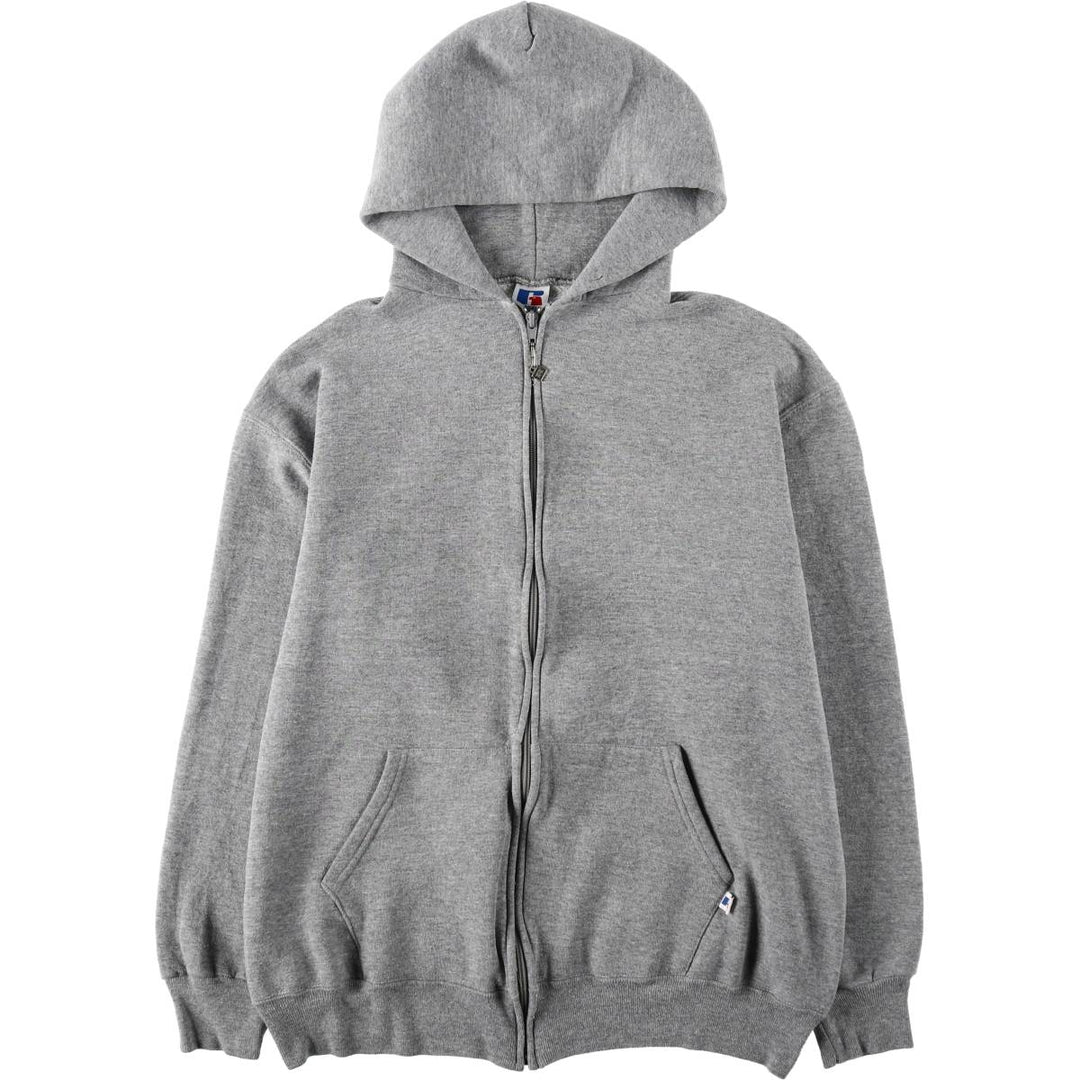 Vintage 90'S Russell Athletic full-zip sweatshirt, USA made, men's size XL polyester gray type Vintage Second Hand