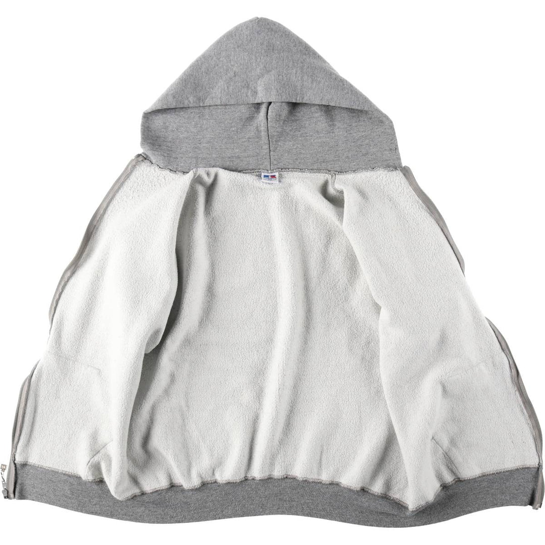 Vintage 90'S Russell Athletic full-zip sweatshirt, USA made, men's size XL polyester gray type Vintage Second Hand