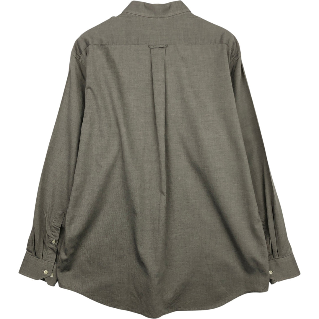 1990'S Lacoste Long-Sleeve Button-Down Shirt, Made in France, Men's Size L (approx.), Vintage cotton gray type Vintage Second Hand