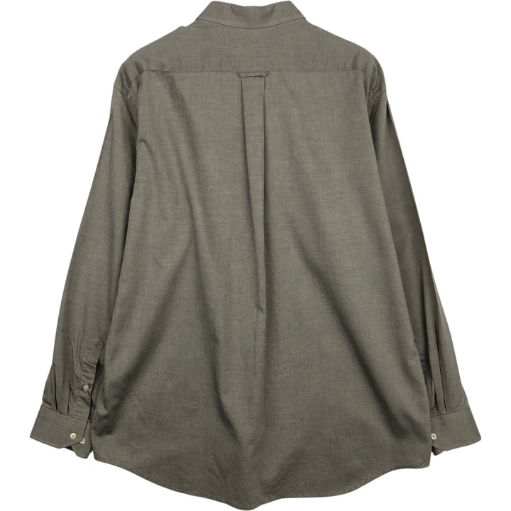 1990'S Lacoste Long-Sleeve Button-Down Shirt, Made in France, Men's Size L (approx.), Vintage cotton gray type Vintage Second Hand
