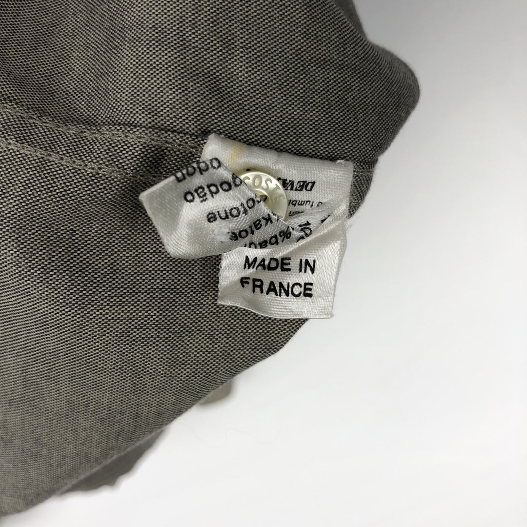 1990'S Lacoste Long-Sleeve Button-Down Shirt, Made in France, Men's Size L (approx.), Vintage cotton gray type Vintage Second Hand