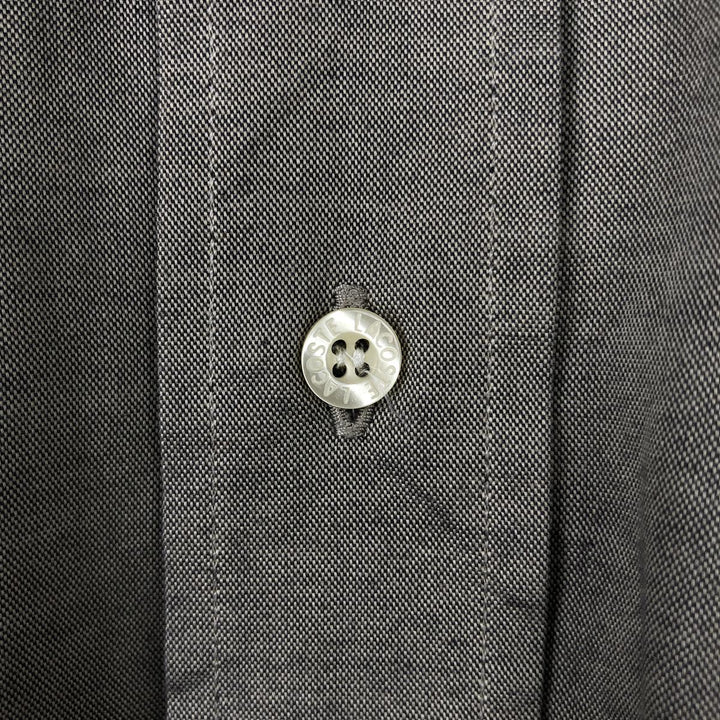 1990'S Lacoste Long-Sleeve Button-Down Shirt, Made in France, Men's Size L (approx.), Vintage cotton gray type Vintage Second Hand