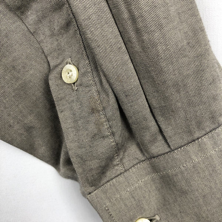 1990'S Lacoste Long-Sleeve Button-Down Shirt, Made in France, Men's Size L (approx.), Vintage cotton gray type Vintage Second Hand