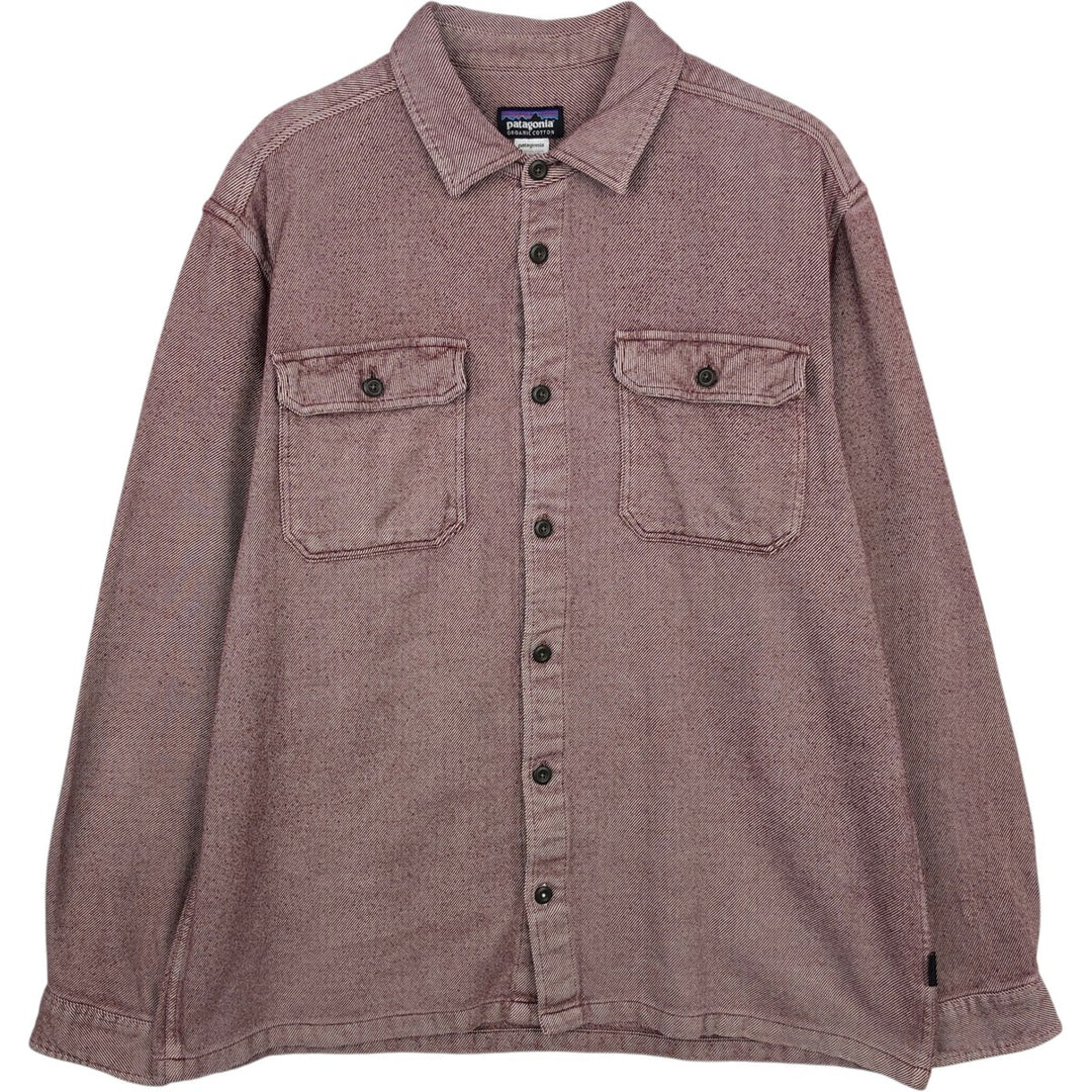 2000'S Patagonia Organic Cotton 53947FA12 Long-Sleeve Flannel Check Shirt, Boxy Shirt, Men's Size L (approx.) Organic cotton red type Vintage Second Hand