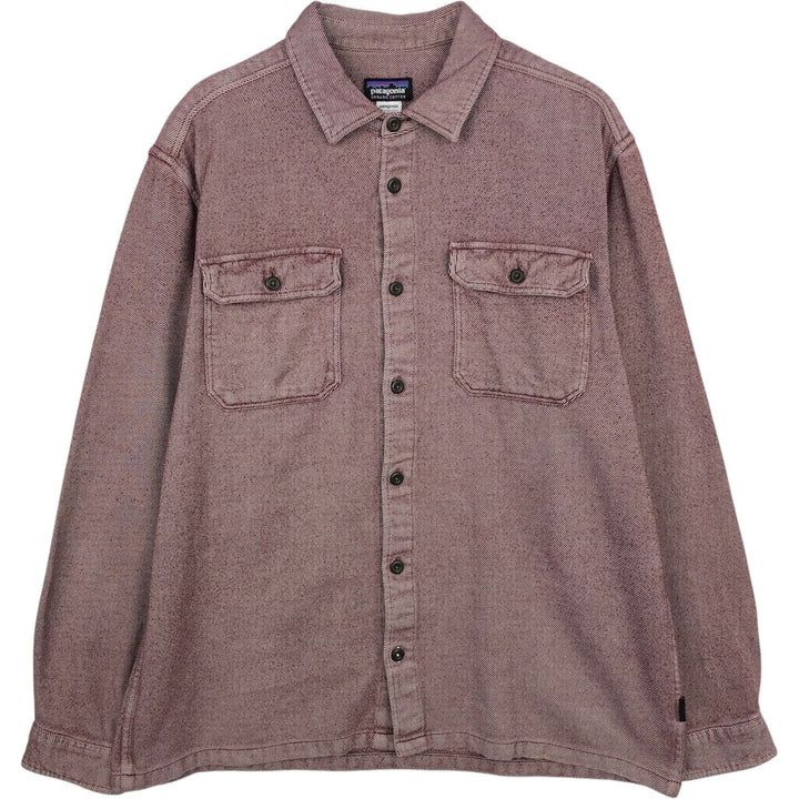 2000'S Patagonia Organic Cotton 53947FA12 Long-Sleeve Flannel Check Shirt, Boxy Shirt, Men's Size L (approx.) Organic cotton red type Vintage Second Hand