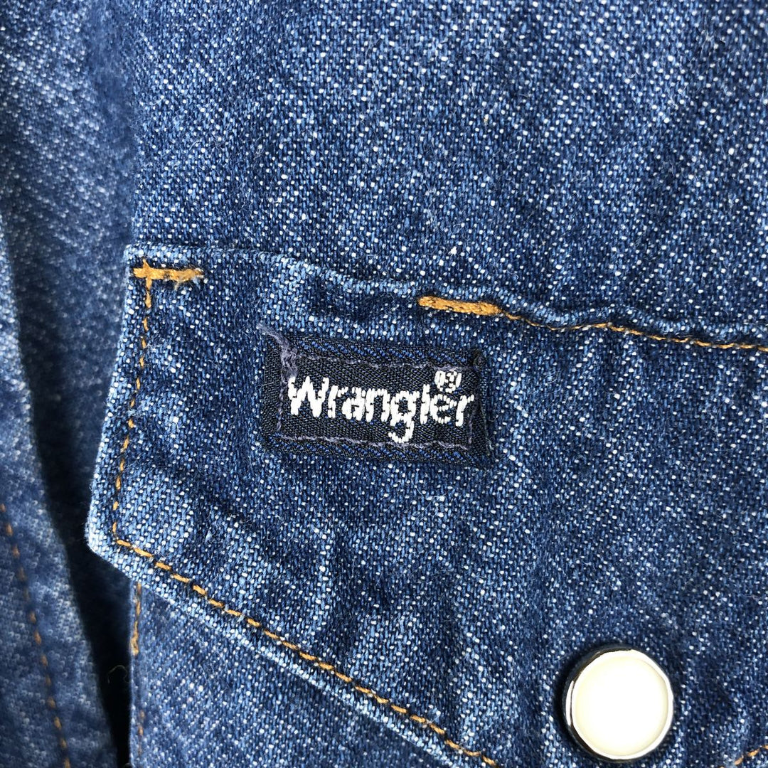 1990'S Wrangler Long-Sleeve Denim Western Shirt, Men's Size L (approx.), Vintage unclear navy blue type Vintage Second Hand