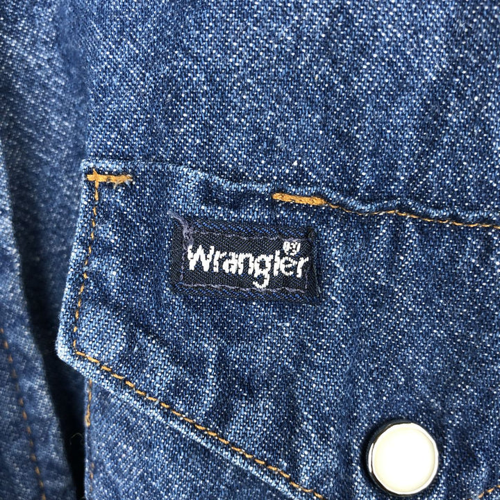 1990'S Wrangler Long-Sleeve Denim Western Shirt, Men's Size L (approx.), Vintage unclear navy blue type Vintage Second Hand
