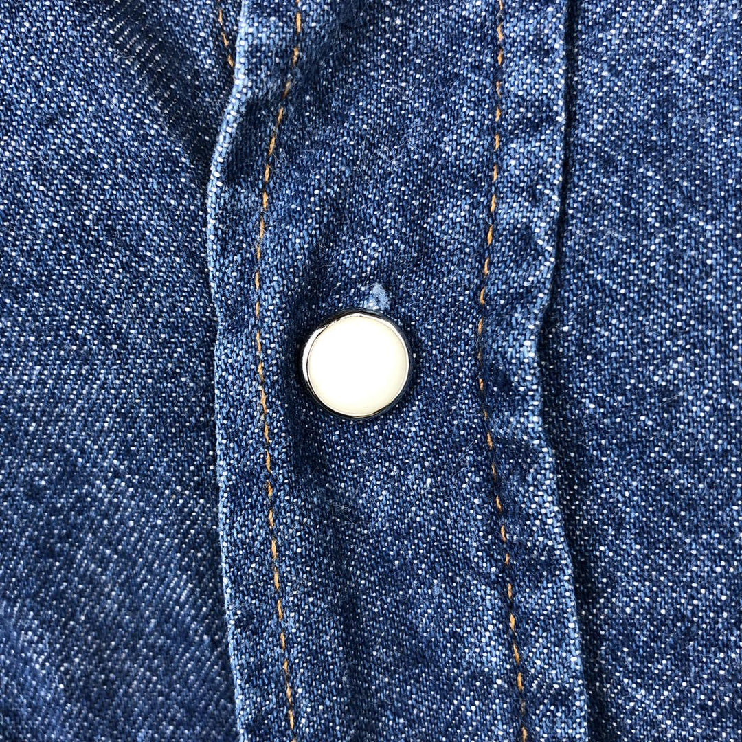 1990'S Wrangler Long-Sleeve Denim Western Shirt, Men's Size L (approx.), Vintage unclear navy blue type Vintage Second Hand