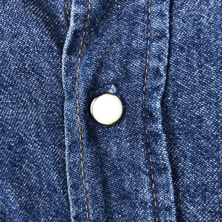 1990'S Wrangler Long-Sleeve Denim Western Shirt, Men's Size L (approx.), Vintage unclear navy blue type Vintage Second Hand
