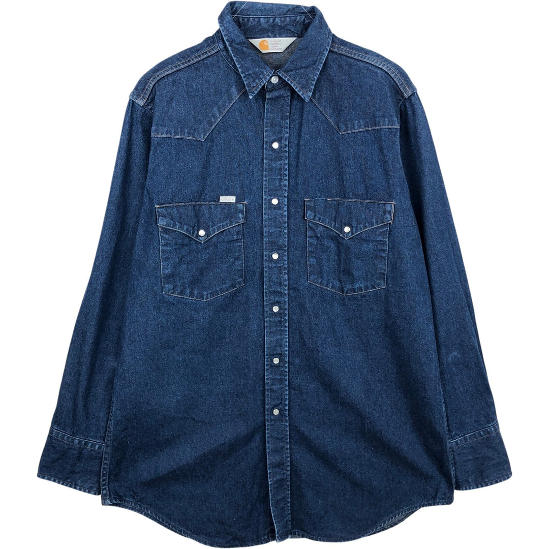 Carhartt Long Sleeve Denim Western Shirt, Men's Size L unclear blue type Vintage Second Hand