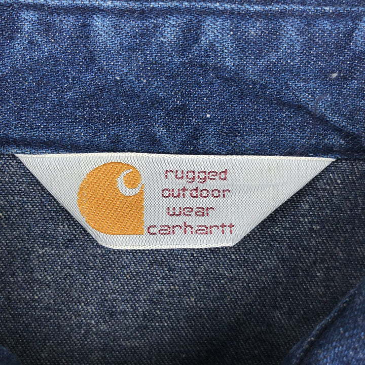 Carhartt Long Sleeve Denim Western Shirt, Men's Size L unclear blue type Vintage Second Hand