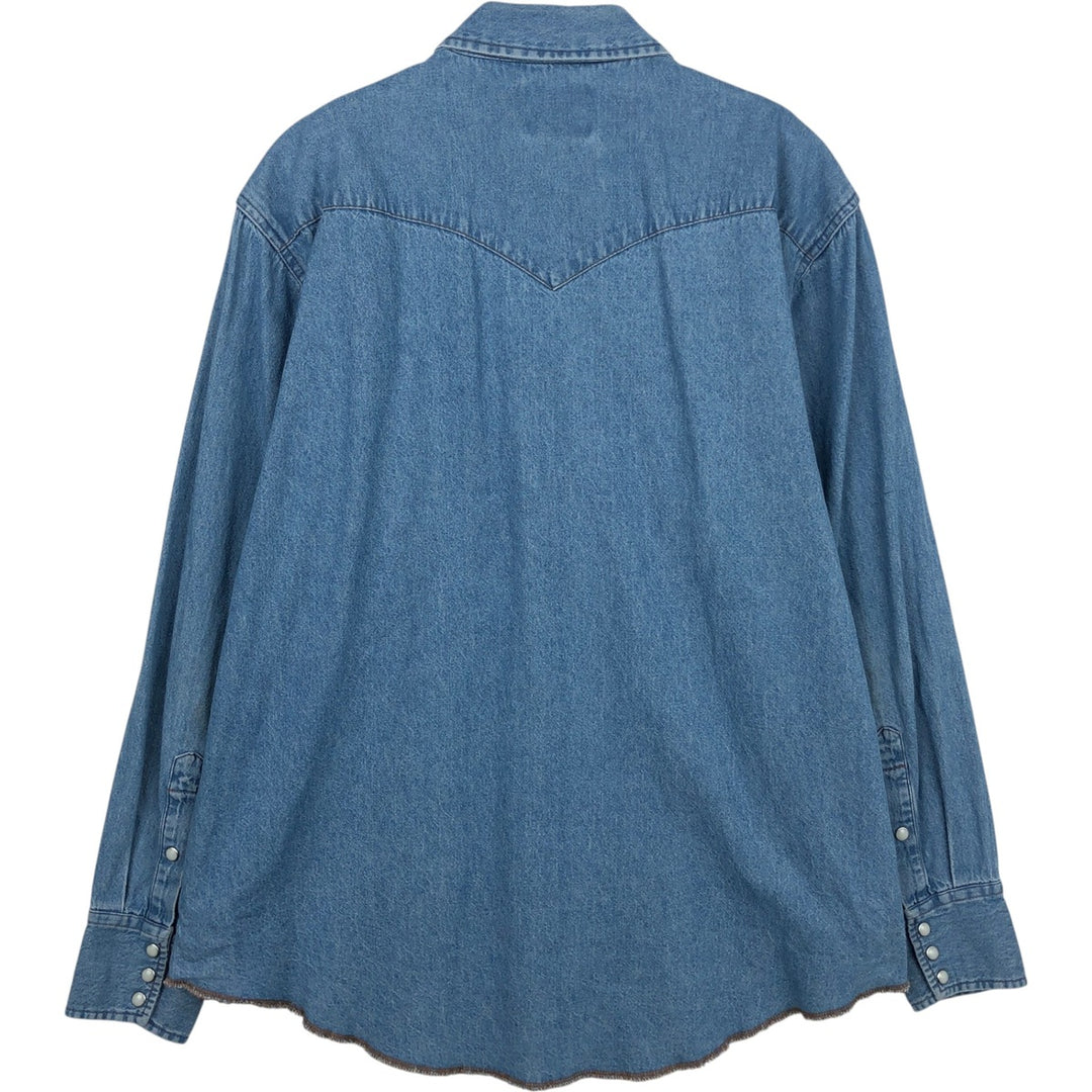 Vintage 90'S Wrangler Long Sleeve Denim Western Shirt, Men's Size XL cotton Blue type light blue Vintage Second Hand