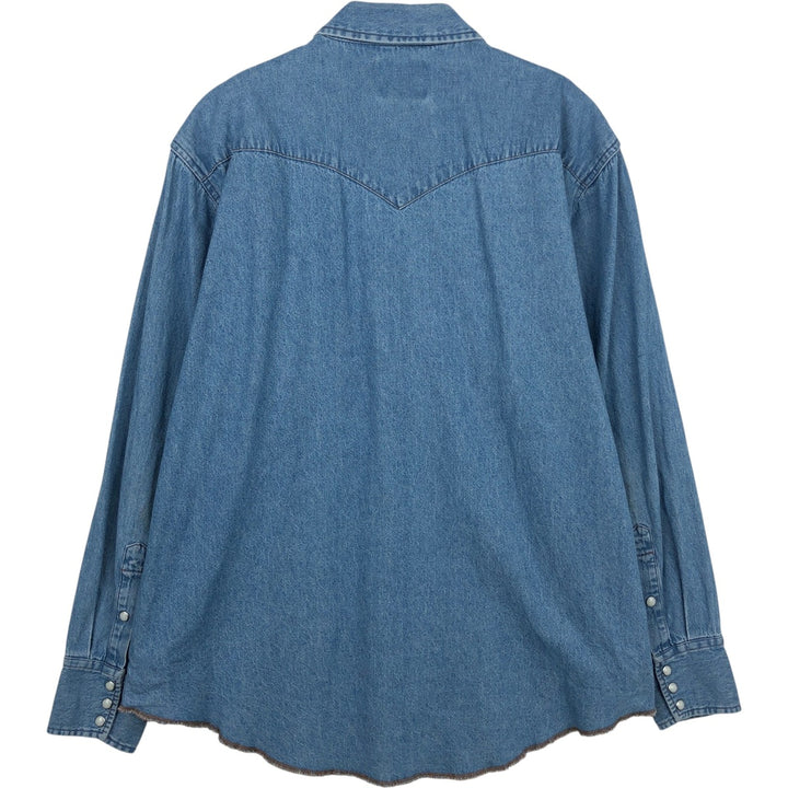 Vintage 90'S Wrangler Long Sleeve Denim Western Shirt, Men's Size XL cotton Blue type light blue Vintage Second Hand