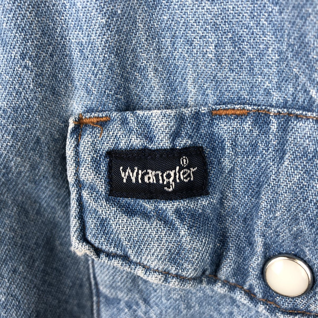 Vintage 90'S Wrangler Long Sleeve Denim Western Shirt, Men's Size XL cotton Blue type light blue Vintage Second Hand