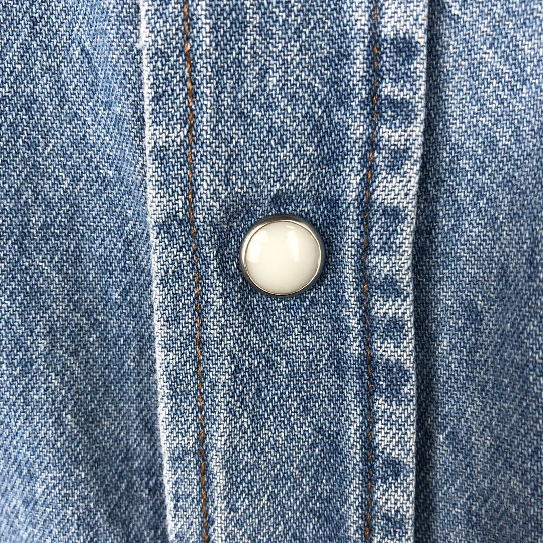 Vintage 90'S Wrangler Long Sleeve Denim Western Shirt, Men's Size XL cotton Blue type light blue Vintage Second Hand