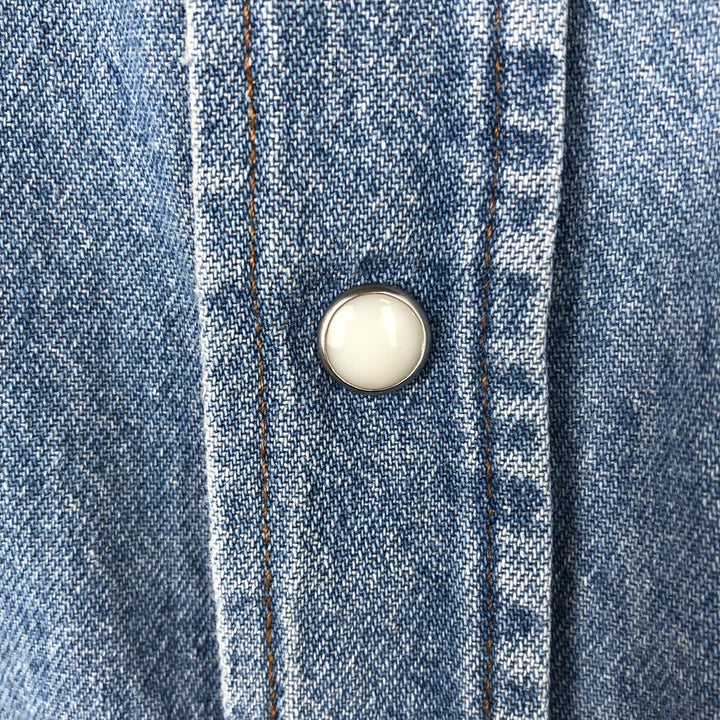 Vintage 90'S Wrangler Long Sleeve Denim Western Shirt, Men's Size XL cotton Blue type light blue Vintage Second Hand