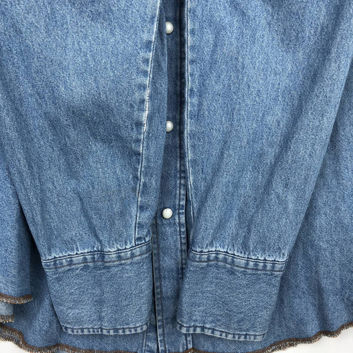 Vintage 90'S Wrangler Long Sleeve Denim Western Shirt, Men's Size XL cotton Blue type light blue Vintage Second Hand