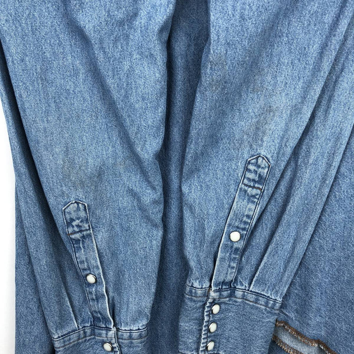 Vintage 90'S Wrangler Long Sleeve Denim Western Shirt, Men's Size XL cotton Blue type light blue Vintage Second Hand
