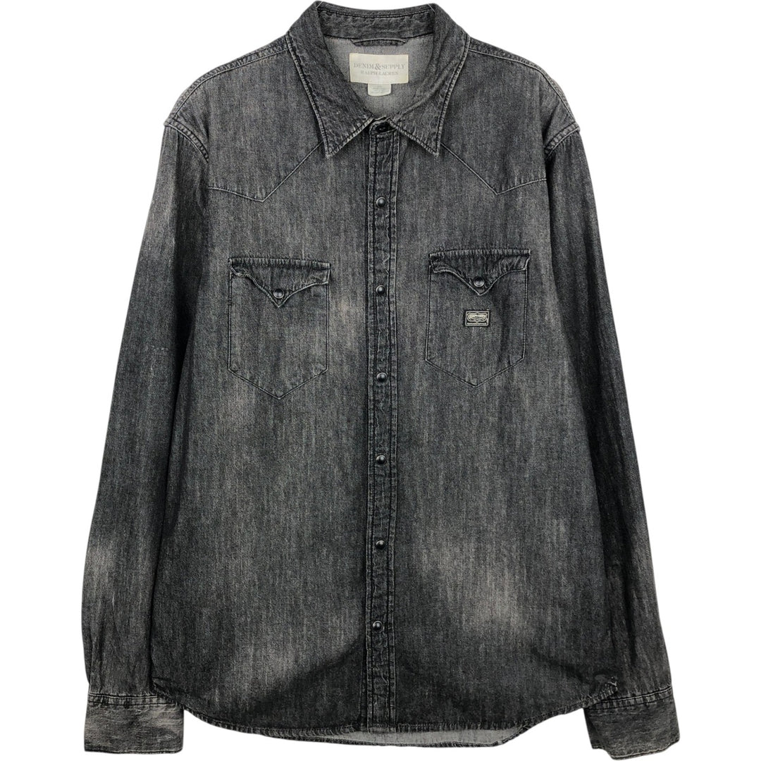 Ralph Lauren DENIM&SUPPLY Long-Sleeve Western Shirt, Men's Size L (approx.) cotton black type Vintage Second Hand