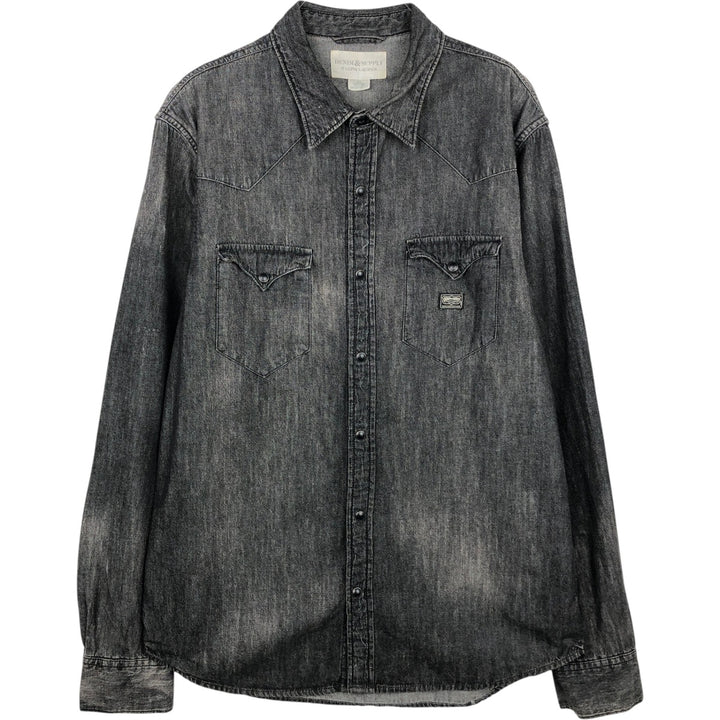 Ralph Lauren DENIM&SUPPLY Long-Sleeve Western Shirt, Men's Size L (approx.) cotton black type Vintage Second Hand