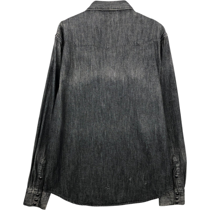 Ralph Lauren DENIM&SUPPLY Long-Sleeve Western Shirt, Men's Size L (approx.) cotton black type Vintage Second Hand