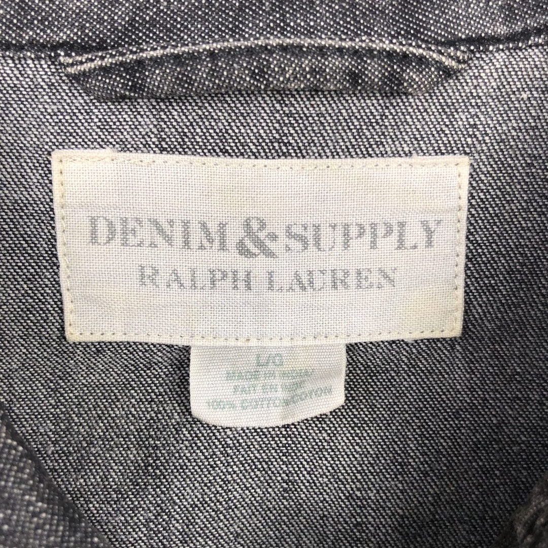 Ralph Lauren DENIM&SUPPLY Long-Sleeve Western Shirt, Men's Size L (approx.) cotton black type Vintage Second Hand