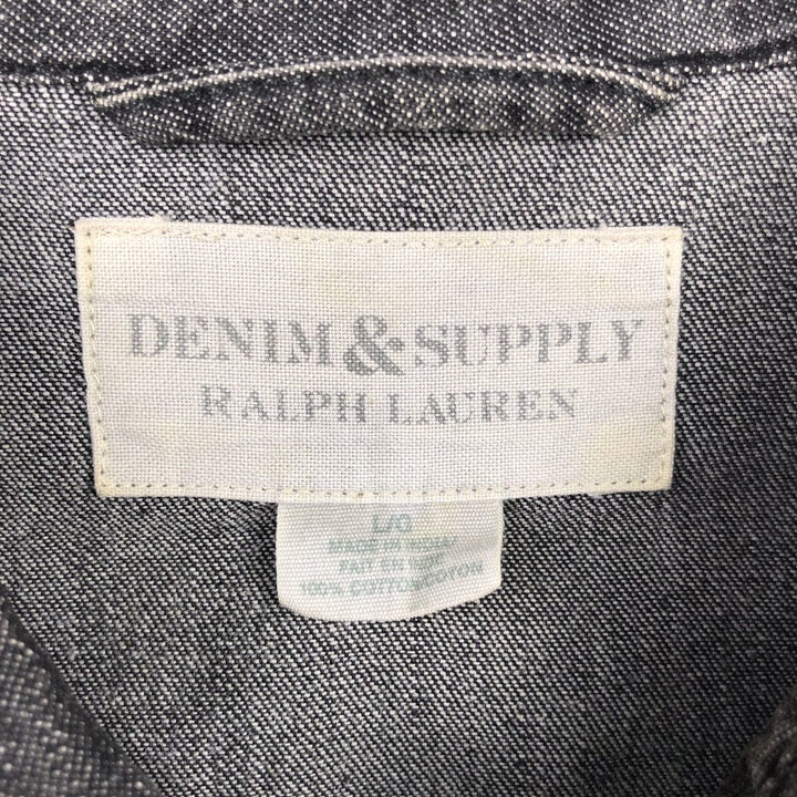 Ralph Lauren DENIM&SUPPLY Long-Sleeve Western Shirt, Men's Size L (approx.) cotton black type Vintage Second Hand