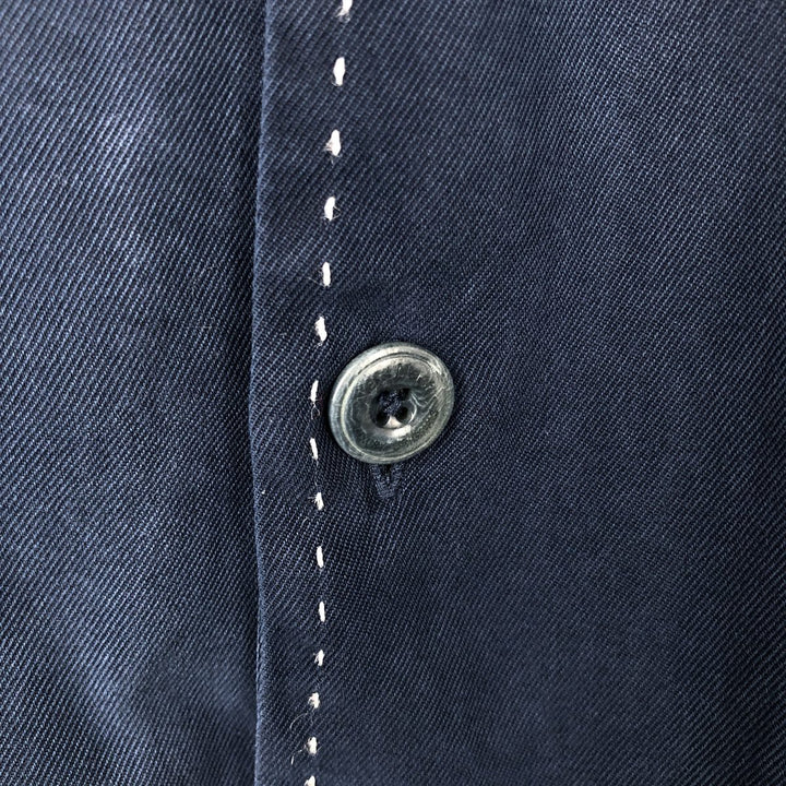 90'S Nat Nast Short-Sleeve Open-Collar Silk Shirt, Boxy Shirt, Men's Size L (Equivalent), Vintage silk navy blue type Vintage Second Hand