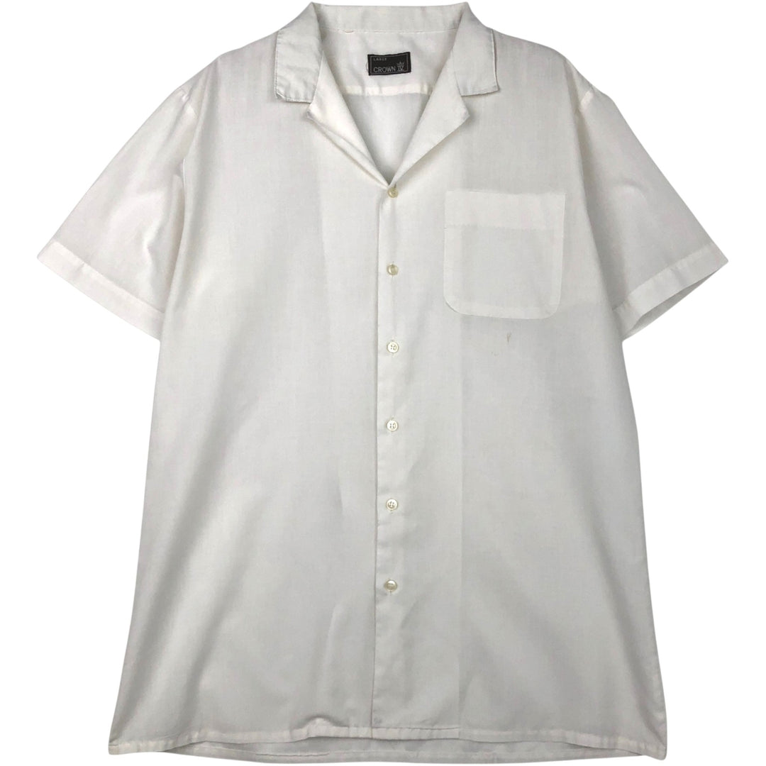 CROWN Short-Sleeve Open-Collar Shirt, Men's Size L (approx.) unclear white type Vintage Second Hand