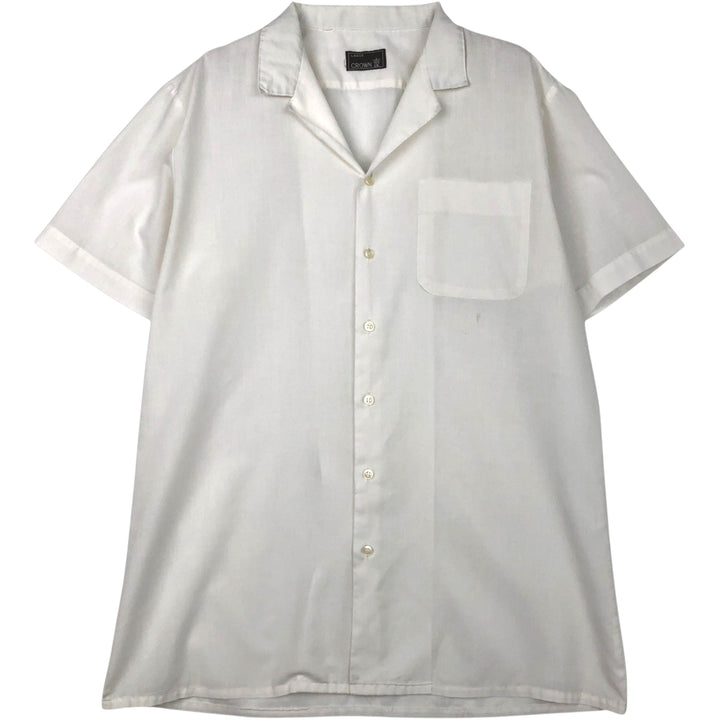 CROWN Short-Sleeve Open-Collar Shirt, Men's Size L (approx.) unclear white type Vintage Second Hand