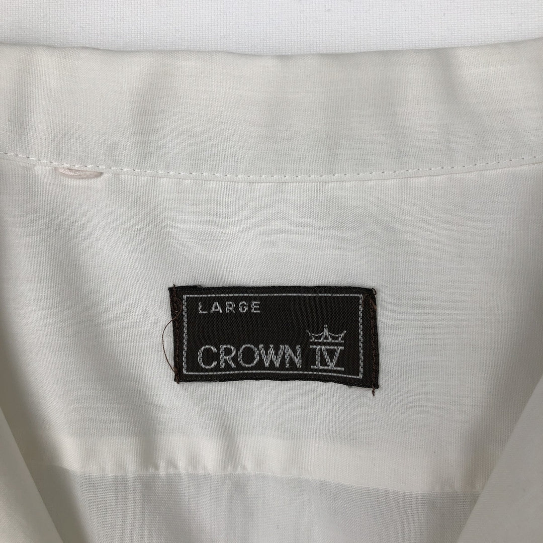CROWN Short-Sleeve Open-Collar Shirt, Men's Size L (approx.) unclear white type Vintage Second Hand