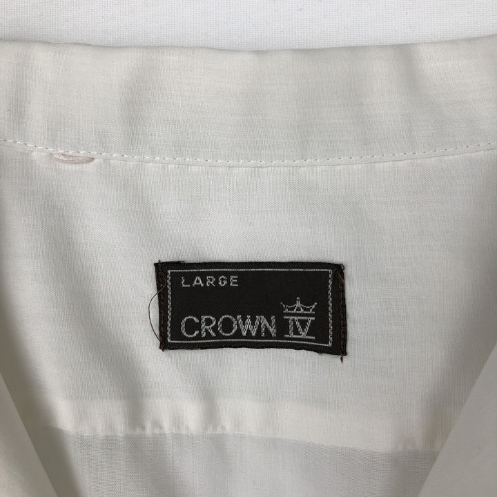 CROWN Short-Sleeve Open-Collar Shirt, Men's Size L (approx.) unclear white type Vintage Second Hand