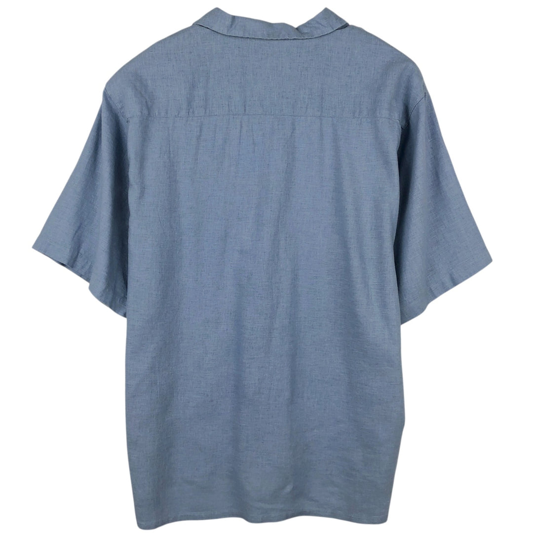 BRUNO Short-Sleeve Open-Collar Linen Shirt, Boxy Shirt, Men's Size XL (approx.) linen Blue type light blue Vintage Second Hand