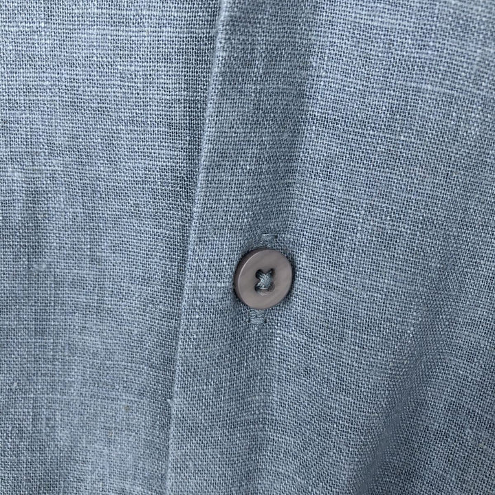 BRUNO Short-Sleeve Open-Collar Linen Shirt, Boxy Shirt, Men's Size XL (approx.) linen Blue type light blue Vintage Second Hand