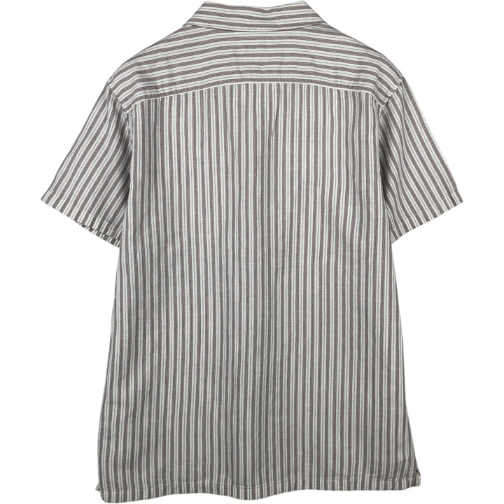 Abercrombie & Fitch LINEN BLEND Stripe Pattern Short-Sleeve Open Collar Linen Shirt Box Shirt Men's XL Equivalent linen white type Vintage Second Hand