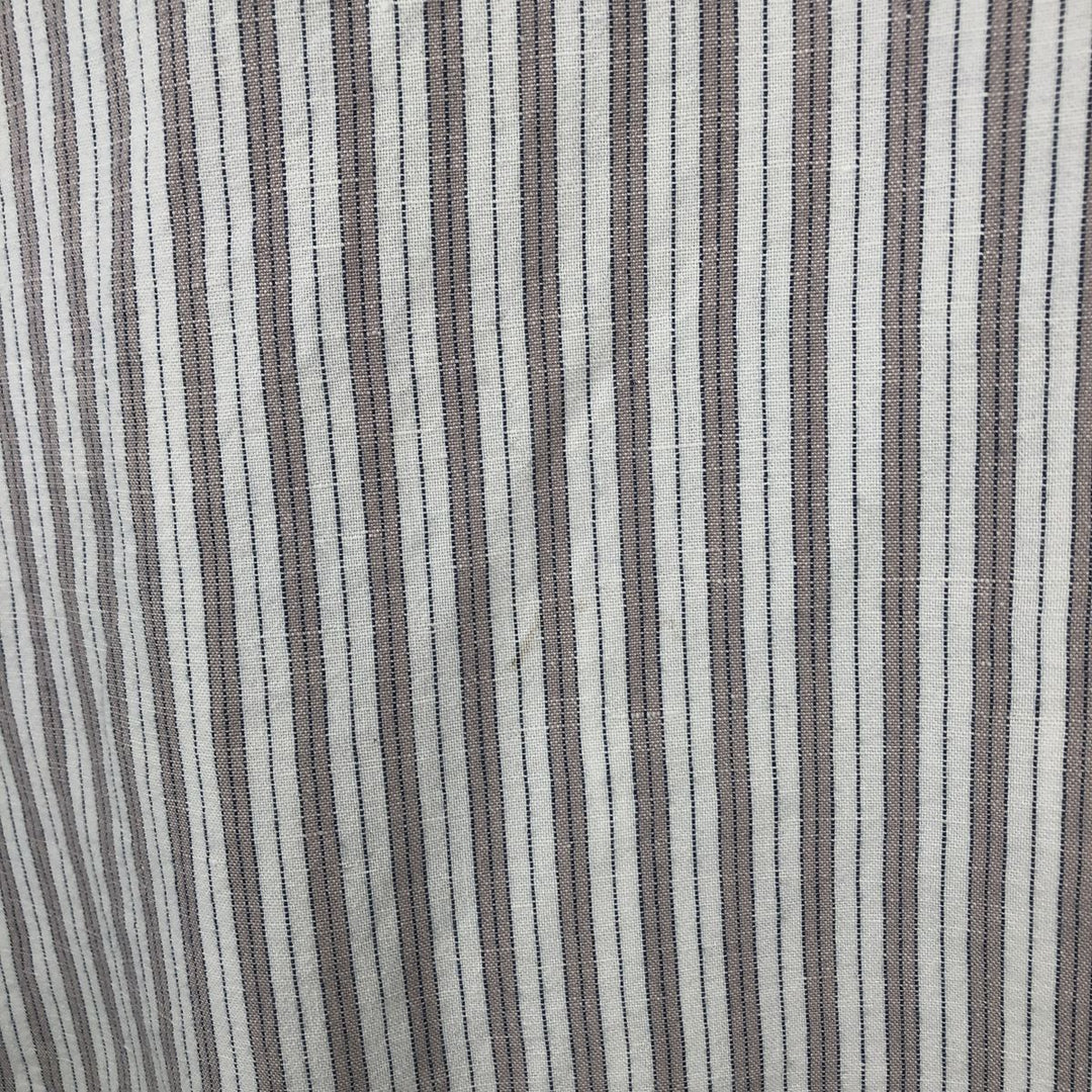Abercrombie & Fitch LINEN BLEND Stripe Pattern Short-Sleeve Open Collar Linen Shirt Box Shirt Men's XL Equivalent linen white type Vintage Second Hand