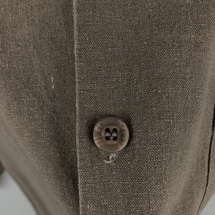 TRUST Short Sleeve Open Collar Rayon and Linen Box Shirt, Men's XL linen brown type Vintage Second Hand