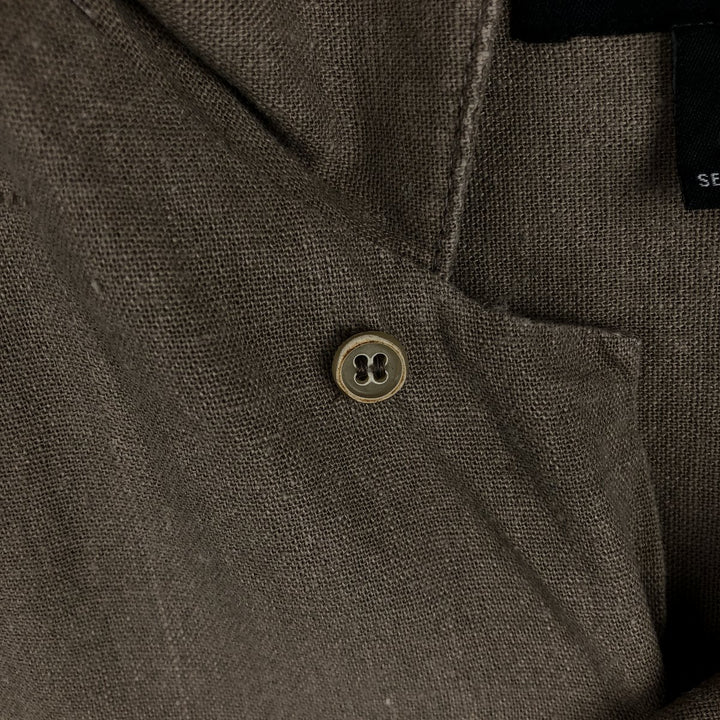 TRUST Short Sleeve Open Collar Rayon and Linen Box Shirt, Men's XL linen brown type Vintage Second Hand