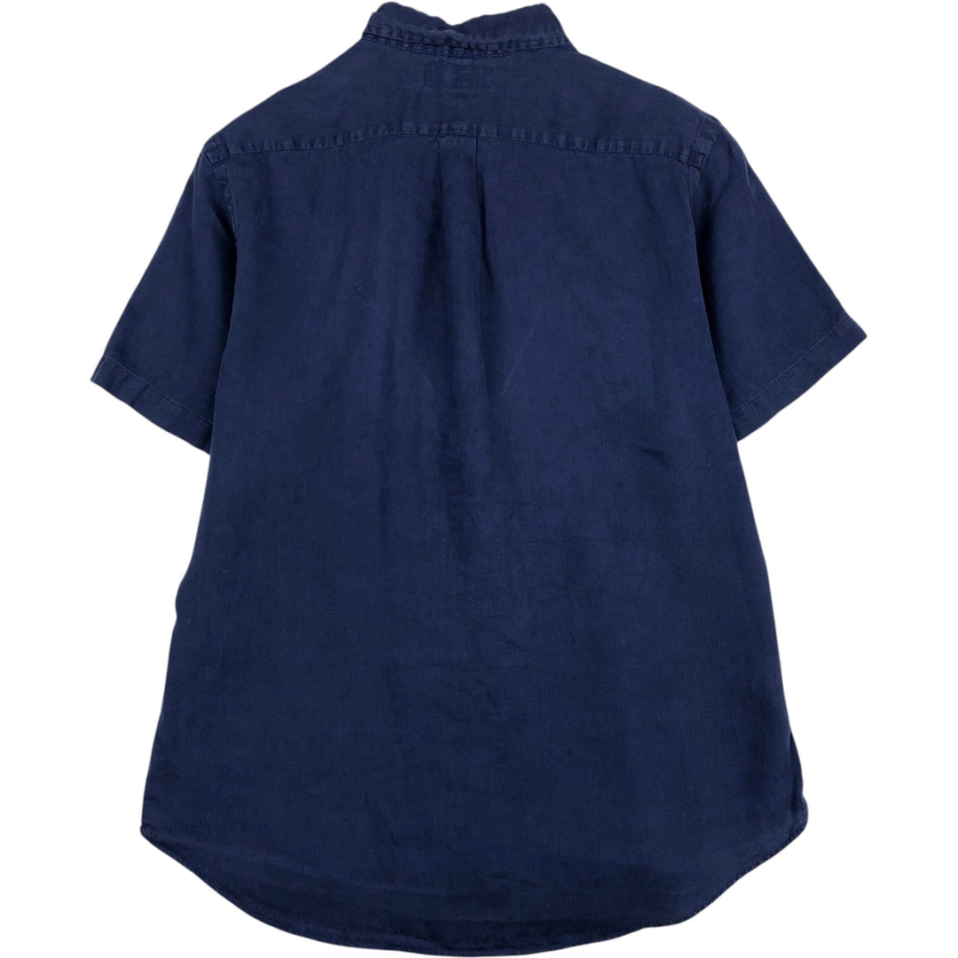 Ralph Lauren Custom Fit Short Sleeve Linen Button-Down Shirt, Men's Size L linen blue type Vintage Second Hand